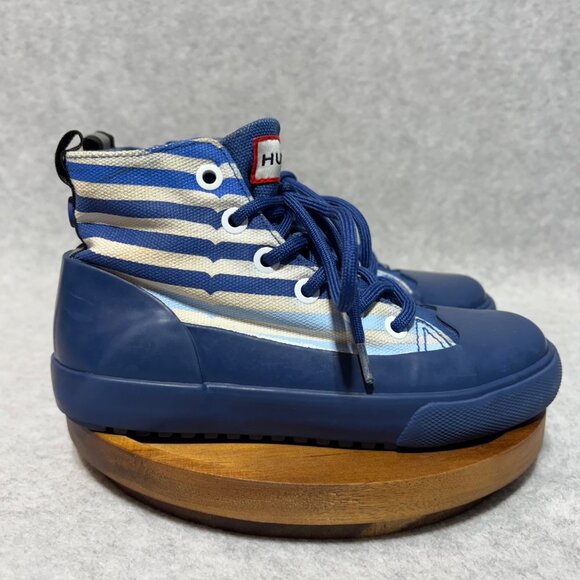 Hunter for Target Kids' Striped Dipped Canvas High Top Sneakers Blue Size 13 - Picture 1 of 10
